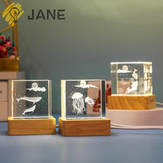 Jane โคมไฟโปรเจคเตอร์ LED ฐานไม้ รูปปลาวาฬ ของขวัญ