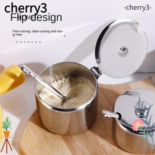 Cherry3 ชามใส่น้ําตาล เครื่องเทศ สเตนเลส พร้อมฝาปิด สีเงิน