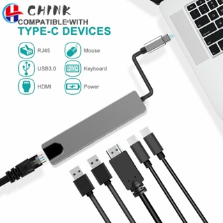 Chink 6 in 1 อะแดปเตอร์ฮับ USB 3.1 Type-C อะลูมิเนียมอัลลอย หลายพอร์ต RJ45 อีเธอร์เน็ต สําหรับแล็ปท็อป PC