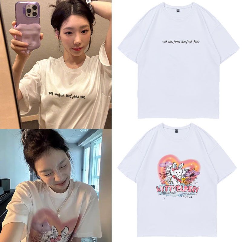เสื้อยืด เสื้อยืดแขนสั้นลําลอง คอกลม ผ้าฝ้าย พิมพ์ลาย Kpop Girls' Generation Taeyeon The Odd Of Love