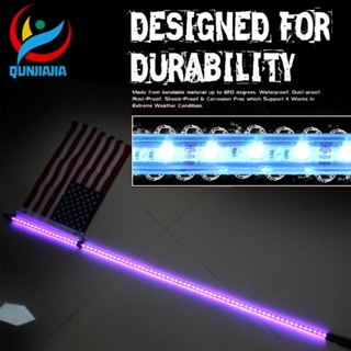 [Qunjiajia.th] เสาอากาศนําทาง พร้อมธงไฟ LED RGB พร้อมรีโมตคอนโทรล สําหรับรถจี๊ป