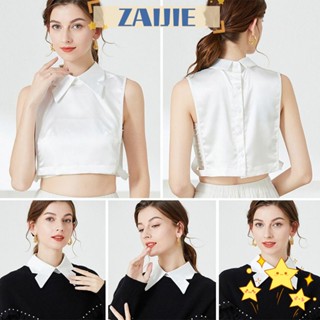 Zaijie24 เสื้อเชิ้ตคอปกปลอม ผ้าฝ้าย สไตล์วินเทจ คลาสสิก ถอดออกได้