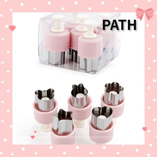 Path ชุดแหวนสเตนเลส ตัดเค้ก และขนมหวาน รูปดอกไม้ สีชมพู ขนาดเล็ก สําหรับเด็ก 5 ชิ้น