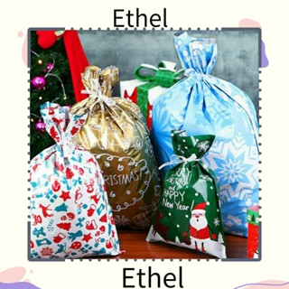 Ethel1 ถุงของขวัญคริสต์มาส ลายกวาง ซานต้า สําหรับคุกกี้ บิสกิต ขนมหวาน ตกแต่งปาร์ตี้