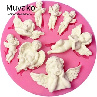 Muvako แม่พิมพ์ซิลิโคน รูปนางฟ้า สีชมพู 9.5*1.5 ซม. 8 ขนาด สําหรับทําสบู่