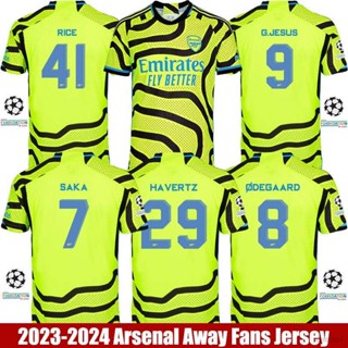 เสื้อกีฬาแขนสั้น ลายทีม Arsenal Away Jersey Saka Jesus Degaard Rice Havertz Martinelli HQ7 2023-2024 พลัสไซซ์ QH7