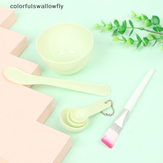 Colorfulswallowfly ชุดช้อน แปรงมาส์กหน้า DIY 4 ชิ้น COD