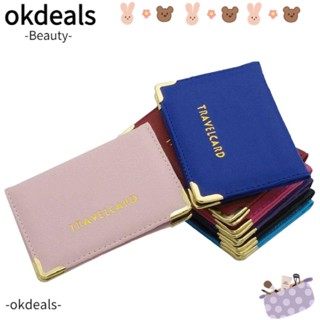 Okdeals กระเป๋าสตางค์ หนัง PU สวยหรู สําหรับใส่หนังสือเดินทาง เอกสาร 2 ชิ้น