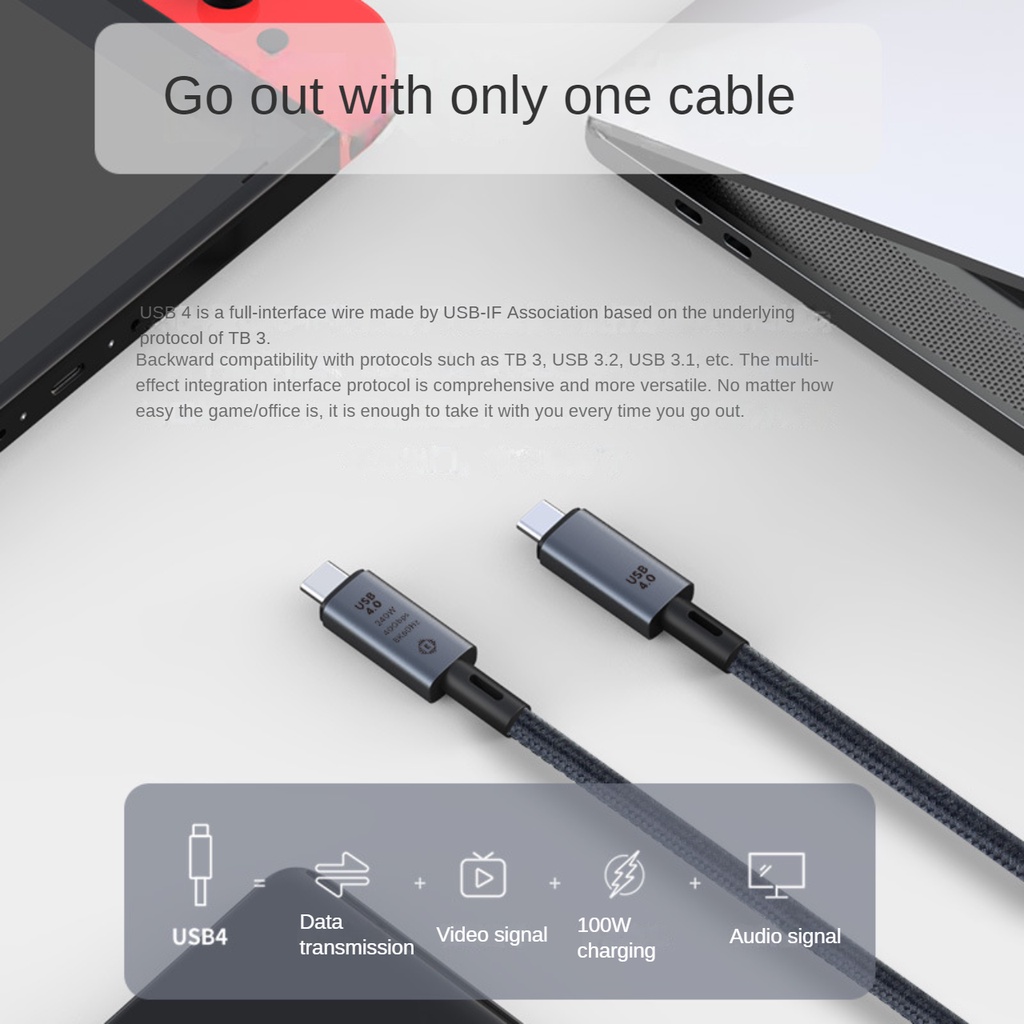 สายชาร์จ Type C 240W 40Gbps ความเร็วสูง 8K 60Hz USB4 สําหรับแล็ปท็อป โทรศัพท์มือถือ แท็บเล็ต 3 4 ราคา ถูกที่สุด ดีลบีเคเค แกลเลอรีภาพที่ 4