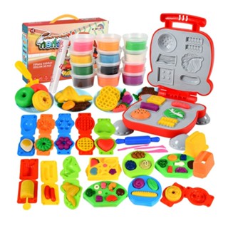 40pcs Reusable Birthday Plastic Home Gift Cooking DIY Children Toy Plasticine Mold Hamburger Machine Dough Tool Kit