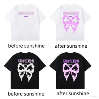 Yb4 เสื้อยืด ผ้าฝ้าย ลายผีเสื้อ แมงมุม เปลี่ยนสีได้ BY4