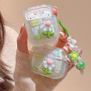 เคสหูฟังไร้สาย แบบใส ลายดอกไม้ 3D สําหรับ AirPods 1 2 3 AirPods Pro 2