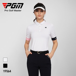 Pgm YF564 เสื้อยืดลําลอง แขนสั้น ระบายอากาศ สีขาว ดํา แฟชั่นฤดูร้อน สําหรับสตรี เหมาะกับการเล่นกีฬากอล์ฟ