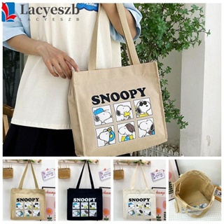 Lacyeszb Snoopy กระเป๋าถือ กระเป๋าสะพายไหล่ ผ้าแคนวาส ลายสนูปปี้ เหมาะกับการพกพาเดินทาง