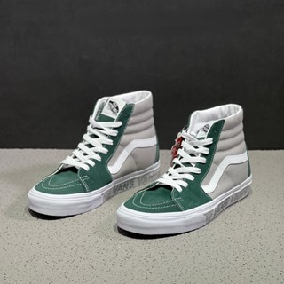 Vans SK8-Hi รองเท้าผ้าใบลําลอง ข้อสูง พิมพ์ลายโลโก้ตัวอักษร สีเทา สีเขียว VN0A4BV6X0P