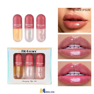 Fit Colors 3Pcs ลิปกลอสไม่มีสีเพิ่มลิป/ให้ความชุ่มชื้น/ติดทนนาน MOLISA MOLISA