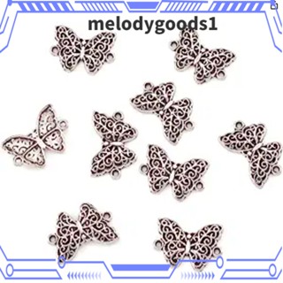 Melodygoods1 จี้เชื่อมต่อผีเสื้อ แมลง สีเงิน สไตล์ทิเบตโบราณ 20x14 มม. สําหรับสร้อยข้อมือ