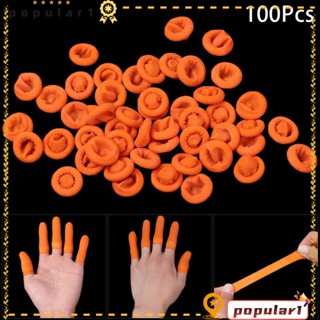 POPULAR ถุงมือป้องกันนิ้วมือ กันลื่น สีส้ม สําหรับทําเล็บ จํานวน 100 ชิ้น