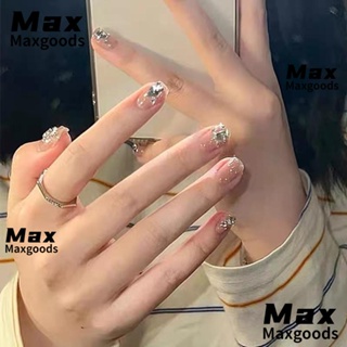 Maxg เล็บปลอม หัวเหลี่ยม เต็มเล็บ แบบเต็มรูปแบบ แฟชั่น สวมใส่ได้ ความยาวปานกลาง เล็บกดบนเล็บ ผู้หญิง