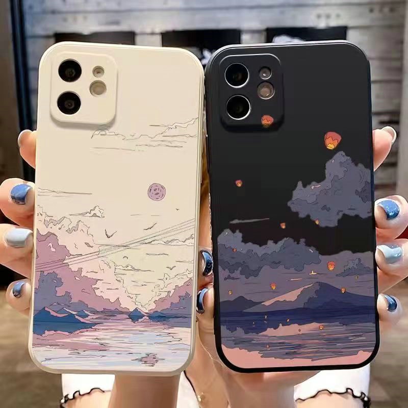 SF| เคส สำหรับ Samsung Galaxy Note 8 9 10 20 S10 Lite S20 S21 S22 S23 FE Plus Ultra Soft Scenery Mountain River Handphone Case