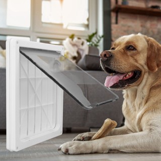 Pet Flap Door ปิดอัตโนมัติควบคุมการเข้าถึงประตูแมวพลาสติกสำหรับรูแมวและรูสุนัข White