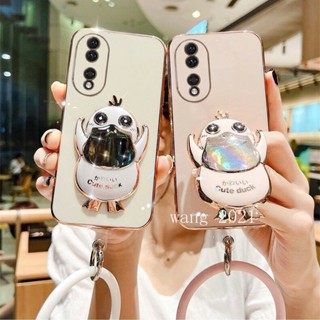 ใหม่ เคสป้องกันโทรศัพท์มือถือซิลิโคน แบบนิ่ม ลายเป็ด มีสายคล้อง สําหรับ Honor 90 70 90 Lite 5G 2023 90 Lite