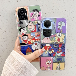 ใหม่ เคสโทรศัพท์มือถือแบบนิ่ม TPU กันกระแทก ลายการ์ตูนโดราเอมอน สพันจ์บ็อบ สําหรับ OPPO Reno10 Pro Reno 10 Pro+ Plus 8T A98 A78 NFC A58 4G 5G 2023