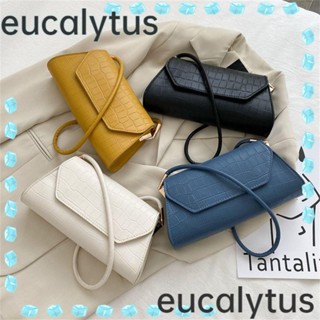 Eucalytus1 กระเป๋าถือ กระเป๋าสะพายไหล่ หนัง PU ทรงคลัทช์ ลายหนังจระเข้ สีพื้น สไตล์คลาสสิก สําหรับผู้หญิง