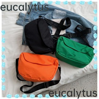 Eucalytus1 กระเป๋าสะพายไหล่ กระเป๋าถือ ผ้าไนล่อน ความจุขนาดใหญ่ สีพื้น สําหรับผู้ชาย และผู้หญิง