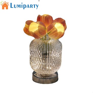 Lumiparty โคมไฟตั้งโต๊ะ Led 1.2w รูปดอกทิวลิปจําลอง แบบชาร์จไฟได้ สําหรับตกแต่งบ้าน