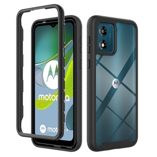 สําหรับ Motorola Moto E13 เต็มตัว ใส กันชน ไฮบริด เกราะ เคสกันกระแทก