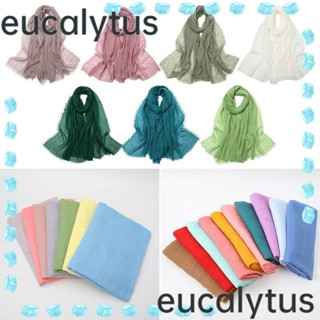 Eucalytus1 ฮิญาบ ผ้าคลุมไหล่ ผ้าพันคอ หรูหรา กันแดด ผ้าพันคอ หมวกกันน็อก ผู้หญิง เด็กผู้หญิง มุสลิม ผ้าคลุมไหล่ ผ้าพันคอมุสลิม