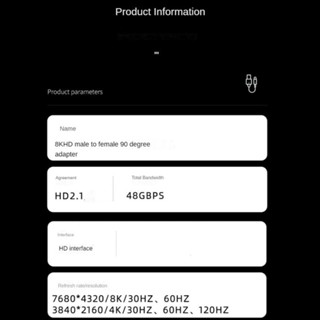 If อะแดปเตอร์เชื่อมต่อ HDMI 90 องศา ตัวผู้ เป็นตัวเมีย 8K เข้ากันได้กับ HDMI El HD