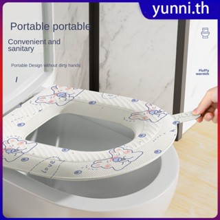 การ์ตูนกระต่ายแมว Universal Toilet Seat Cover Mat ห้องอาบน้ำ Toilet Pad Cushion Handle หนานุ่มล้างทำความสะอาดได้ Closestool อุปกรณ์เสริม Yunni