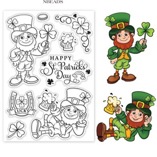 1 แผ่น Happy St. Patricks Day แสตมป์ยางซิลิโคนใส รูปหญ้านําโชค สําหรับตกแต่งสมุดภาพ อัลบั้มรูป DIY