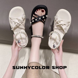 SUNNYCOLOR รองเท้าแตะ พื้นหนา เข้ากับทุกการแต่งกาย แฟชั่นฤดูร้อน สไตล์เกาหลี โรมัน สําหรับผู้หญิง B28G16K