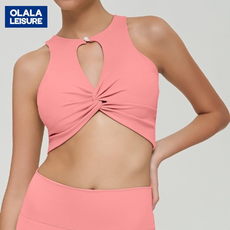 OLALA LEISURE สไตล์ใหม่ พิลาทิส ฟิตเนส สวยงาม ด้านหลัง เสื้อกั๊ก ผูกปม ออกแบบกลวง ด้านบน ผู้หญิง กีฬา โยคะ ชุดชั้นใน