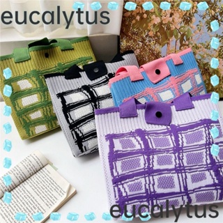 Eucalytus1 กระเป๋าถือ กระเป๋าสะพายไหล่ กระเป๋าช้อปปิ้ง ผ้าถัก ใช้ซ้ําได้