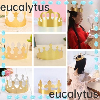 Eucalytus1 หมวกมงกุฎกระดาษ สไตล์เจ้าหญิง สําหรับตกแต่งเค้ก 10 ชิ้น