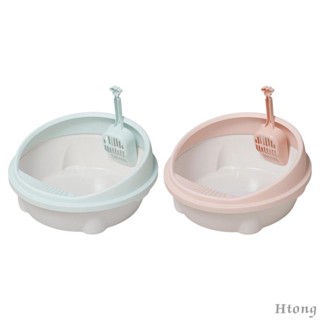 [Htong] กล่องห้องน้ําแมว แบบเปิด ขอบสูง สําหรับแมวในร่ม