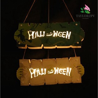 Taylor2pv ป้ายไม้ ลาย Happy Halloween น่ารัก ใช้ซ้ําได้ สําหรับตกแต่งบ้าน ปาร์ตี้ฮาโลวีน