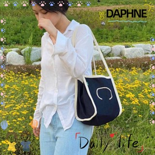 Daphne กระเป๋าสะพายไหล่ ผ้าแคนวาส ทรงสี่เหลี่ยม ขนาดใหญ่ จุของได้เยอะ เข้ากับทุกการแต่งกาย สไตล์เกาหลี สําหรับสตรี