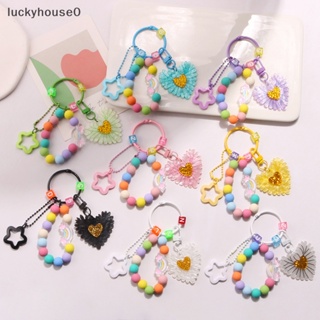 Luckyhouse0^^ พวงกุญแจ จี้ลูกปัดอะคริลิค เนื้อแมตต์ แต่งกลิตเตอร์ สําหรับตกแต่งหูฟังรถยนต์