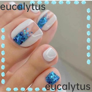 Eucalytus1 เล็บปลอม แบบสั้น หัวเหลี่ยม เต็มเล็บ แฟชั่นสําหรับผู้หญิง