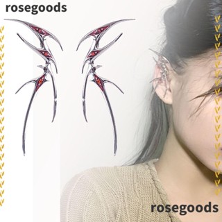 Rosegoods1 ต่างหูโลหะ รูปผีเสื้อ ประดับพลอยเทียม สีแดง ของขวัญ สไตล์ฮิปฮอป สําหรับผู้หญิง