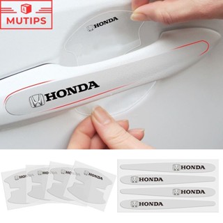 Honda 8 ชิ้น ต่อชุด สติกเกอร์ฟิล์มใส ป้องกันรอยขีดข่วน สําหรับติดมือจับประตูรถยนต์ civic 11th gen fd fc eg fk HRV Jazz City Mugen Fit Vezel Accord BRV WRV Stream