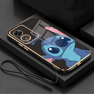 เคสโทรศัพท์ ซิลิโคนนิ่ม ขอบตรง ลายมอนสเตอร์ Stitch ตลก มีสไตล์ สําหรับ OPPO A98 A78 5G A78 4G OPPO A17 A17K A77s A57 4G