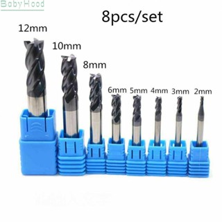 【Big Discounts】8pcs 4Flutes Tungsten Carbide End Mill Set Milling Cutter Tool 2mm-12mm HRC50#BBHOOD