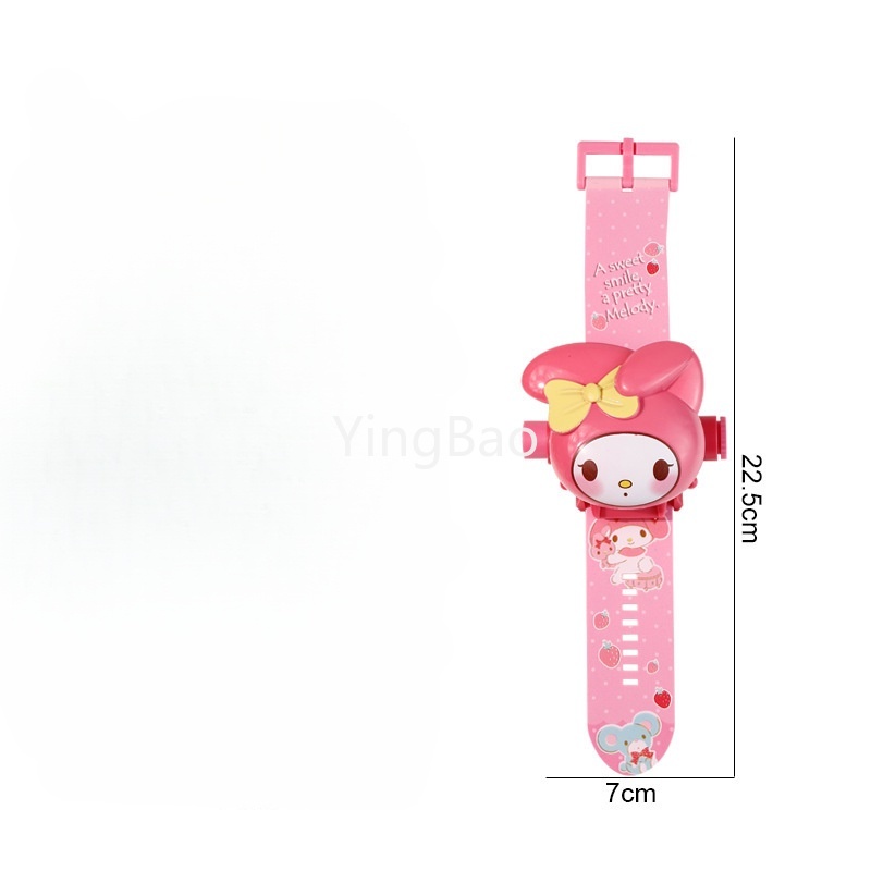 Kawaii Sanrio ของแท้ นาฬิกาโปรเจคเตอร์ การ์ตูนคุโรมิ ฝาพับ ของเล่นอิเล็กทรอนิกส์ นาฬิกาน่ารัก ของขวัญ Cinnamoroll