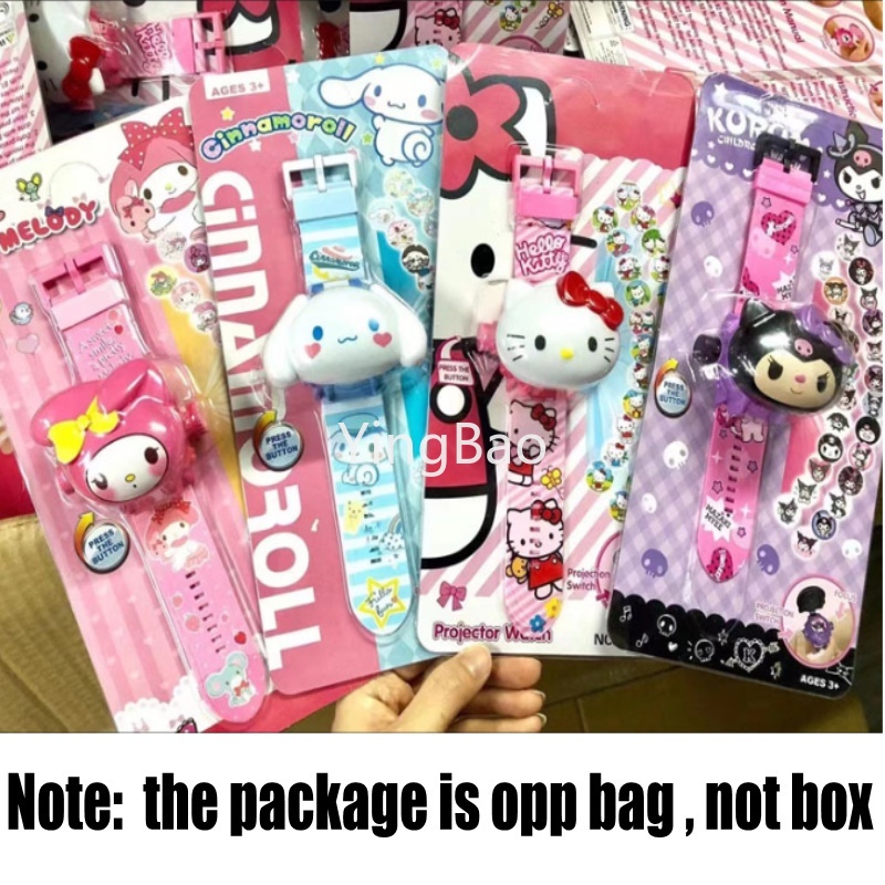 Cinnamoroll Kuromi 3D นาฬิกาโปรเจคเตอร์ Sanrio Melody Kitty ของเล่น ไม่มีกล่อง นาฬิกาพลิกยอดนิยม Kawaii ของขวัญเด็กผู้หญิง